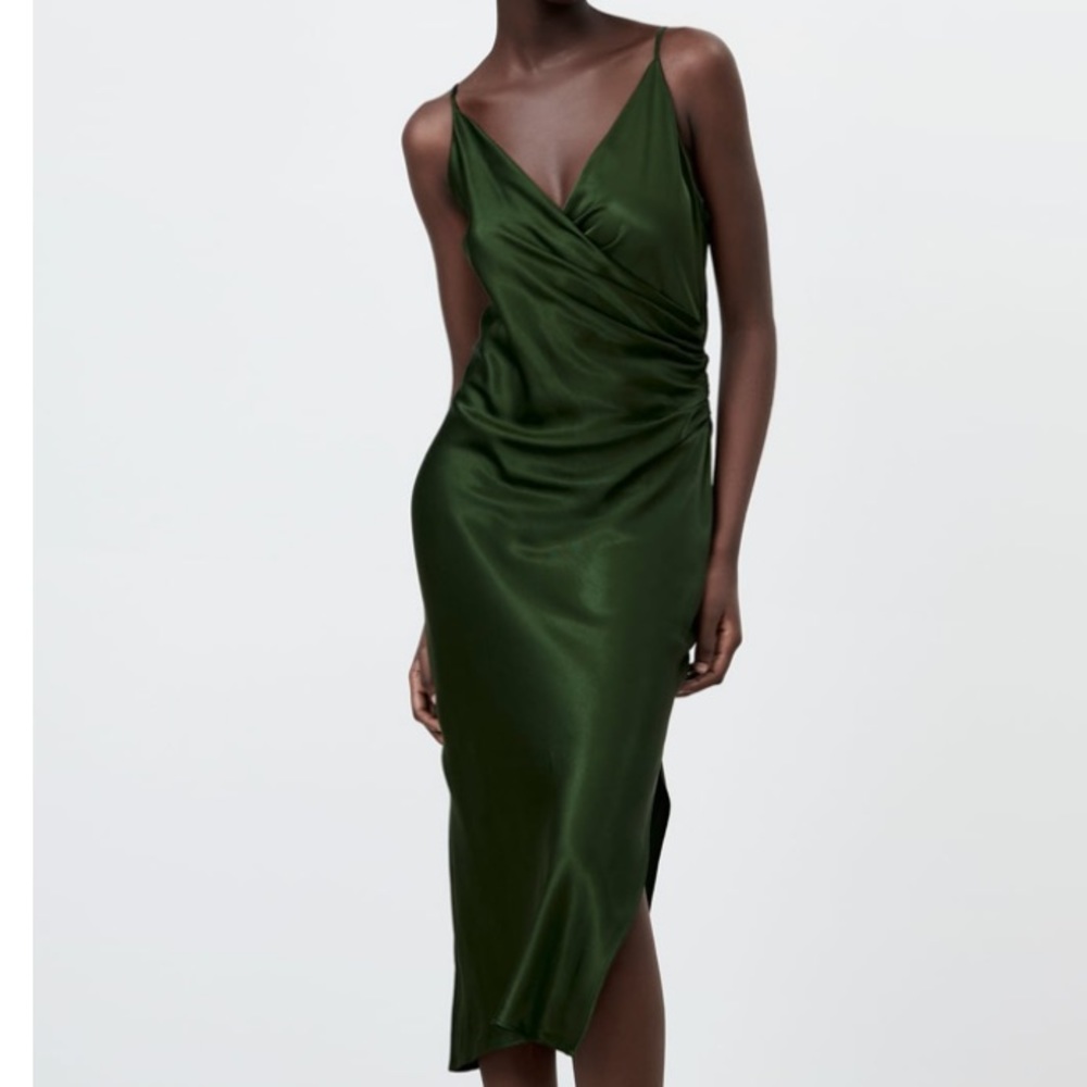 NWOT dark green midi Zara dress size XS!